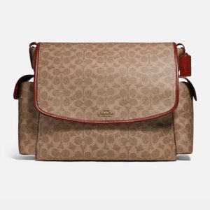 NEW Coach Baby Diaper Bag Signature Brown/Tan Messenger Purse XL Retired Rare